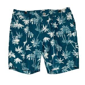 Onia The Calder Mens Teal Palm Tree Swim Trunks Surf Board Shorts Size 34 Resort